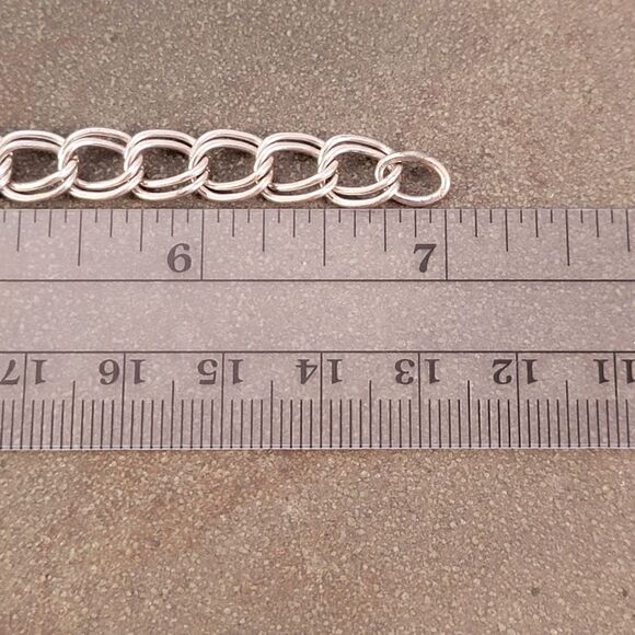 Vintage Sterling Double Curb Charm Bracelet - Picture 6 of 8